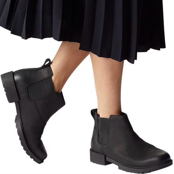 Sorel Emelie II Chelsea Boot in Black/Sea Salt Waterproof Ankle Boots - Picture 11 of 11